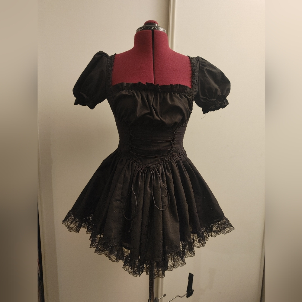 Jeannie Nitro Vintage cute Milkmaid heidi mini corset dress goth S